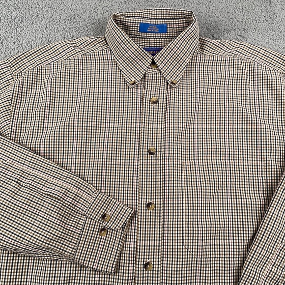 Pendleton Shirt Mens Medium Brown Blue Plaid Button Down Classic Casual Preppy - Picture 1 of 11